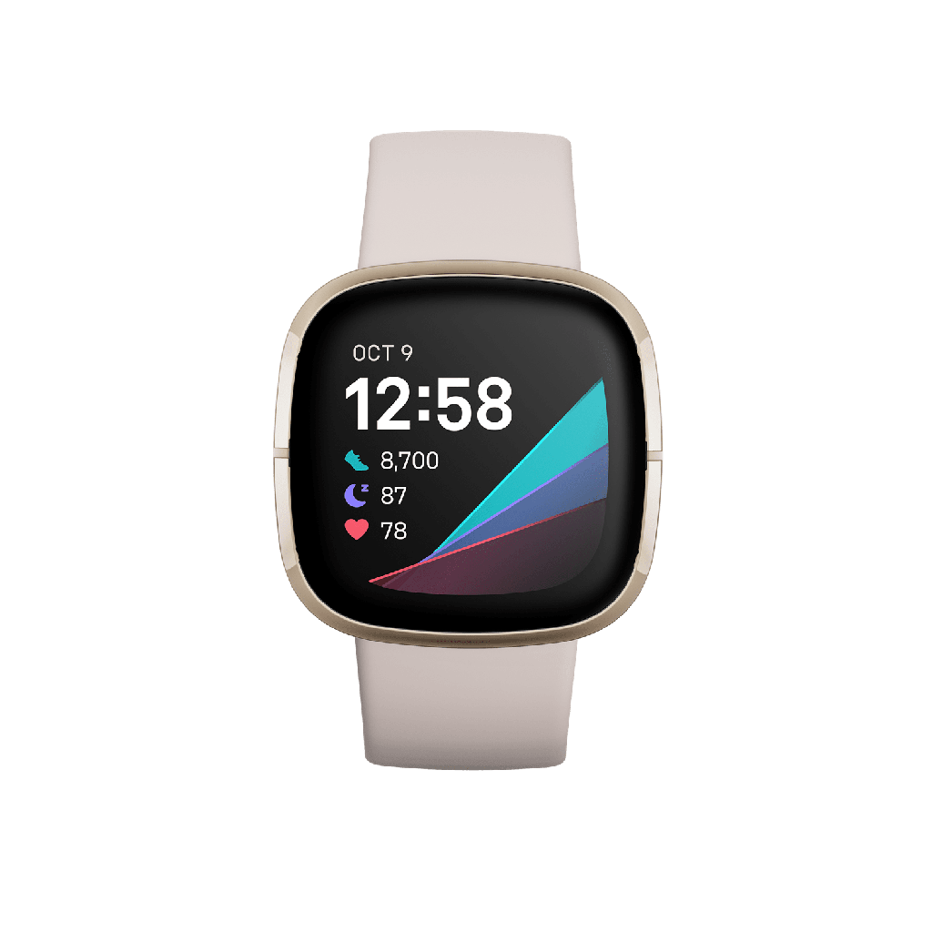 Fitbit Sense Advanced Health Watch Lunar White Soft Gold CAVARATY